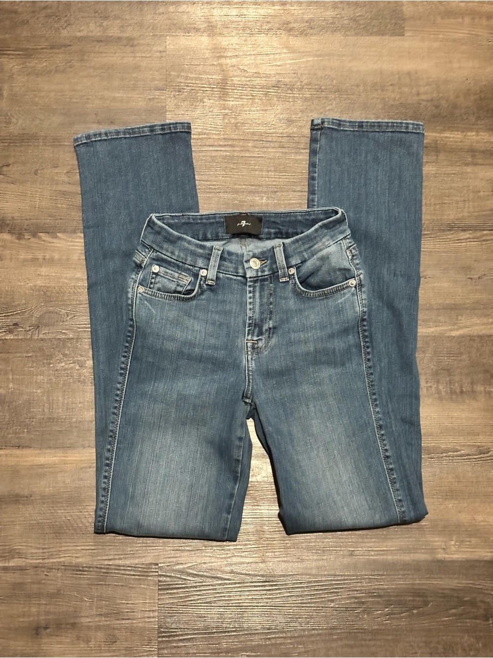 7 For All Mankind Straight Leg Jeans in Mid Blue